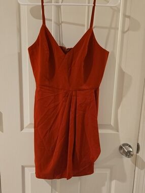 Lulu's Rust Red Spaghetti Strap Mini Dress
